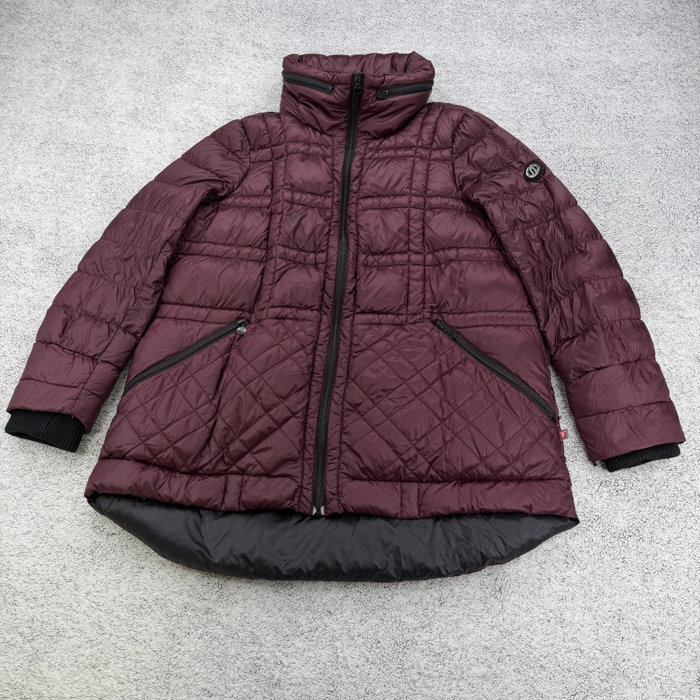 Bernardo Puffer Jacket Womens 2X Burdundy Goose Down Blend Primaloft Zip Pockets